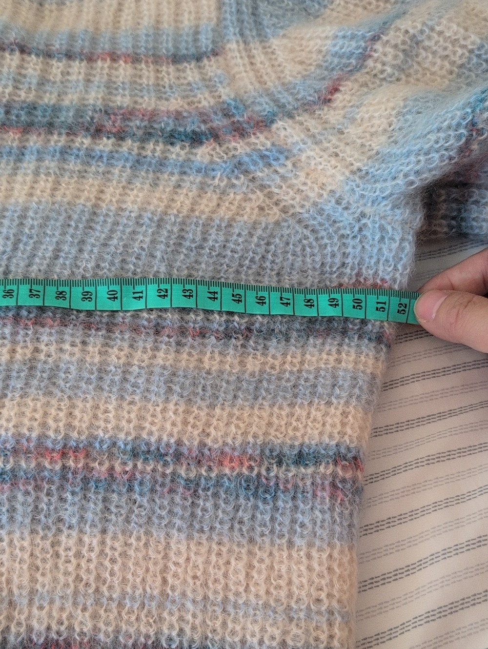 Isabel Marant Cream and Light Blue Striped Mohair-Blend Sweater